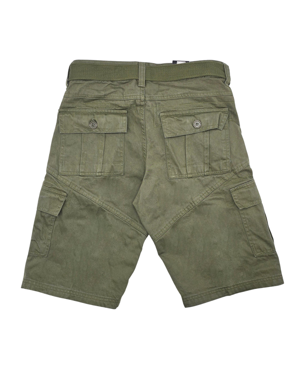 PLOREO MEN'S CARGO SHORTS WITH BELT (OLIVE)