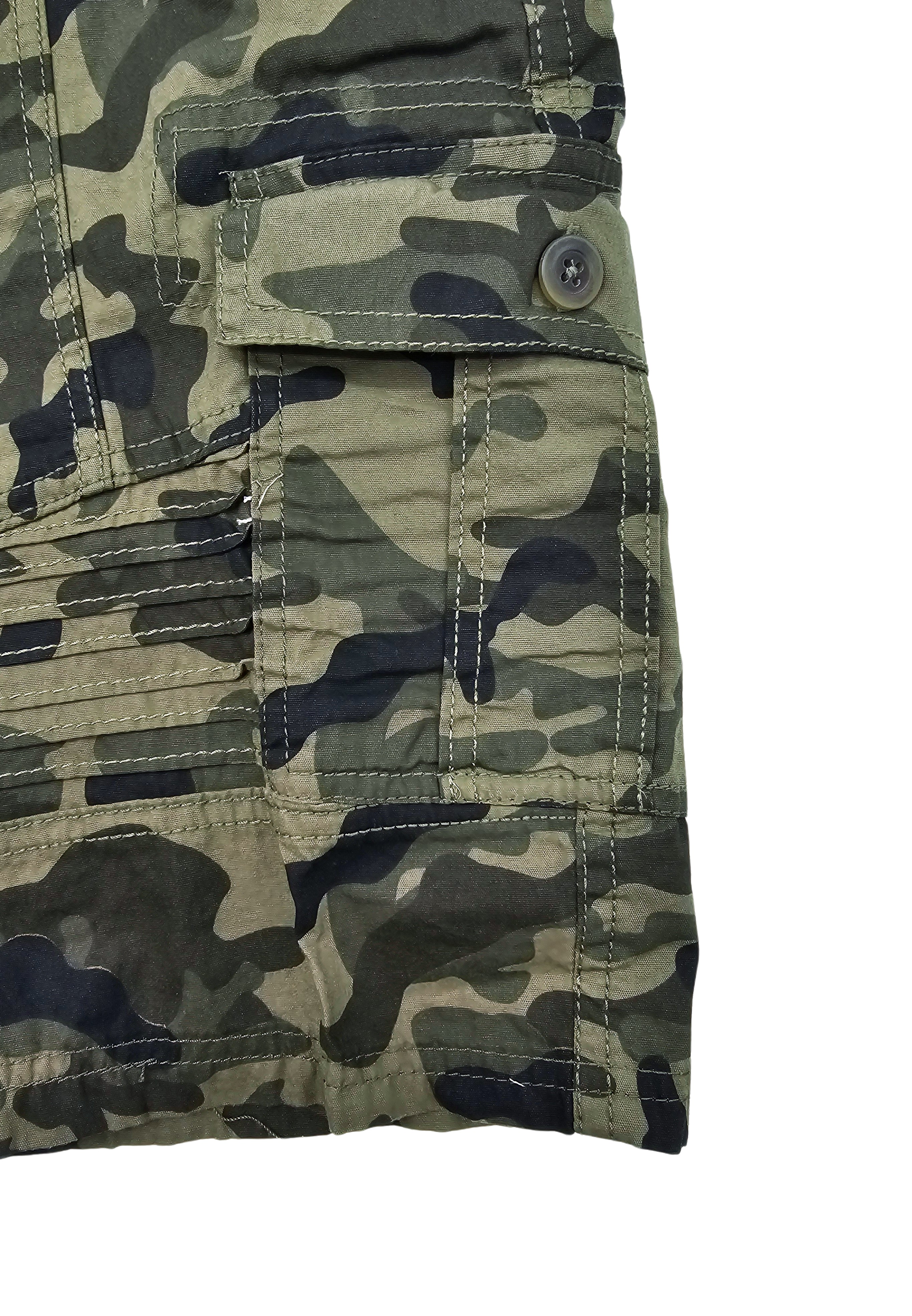 PLOREO MEN'S CARGO SHORTS WITH BELT (GREEN CAMO)