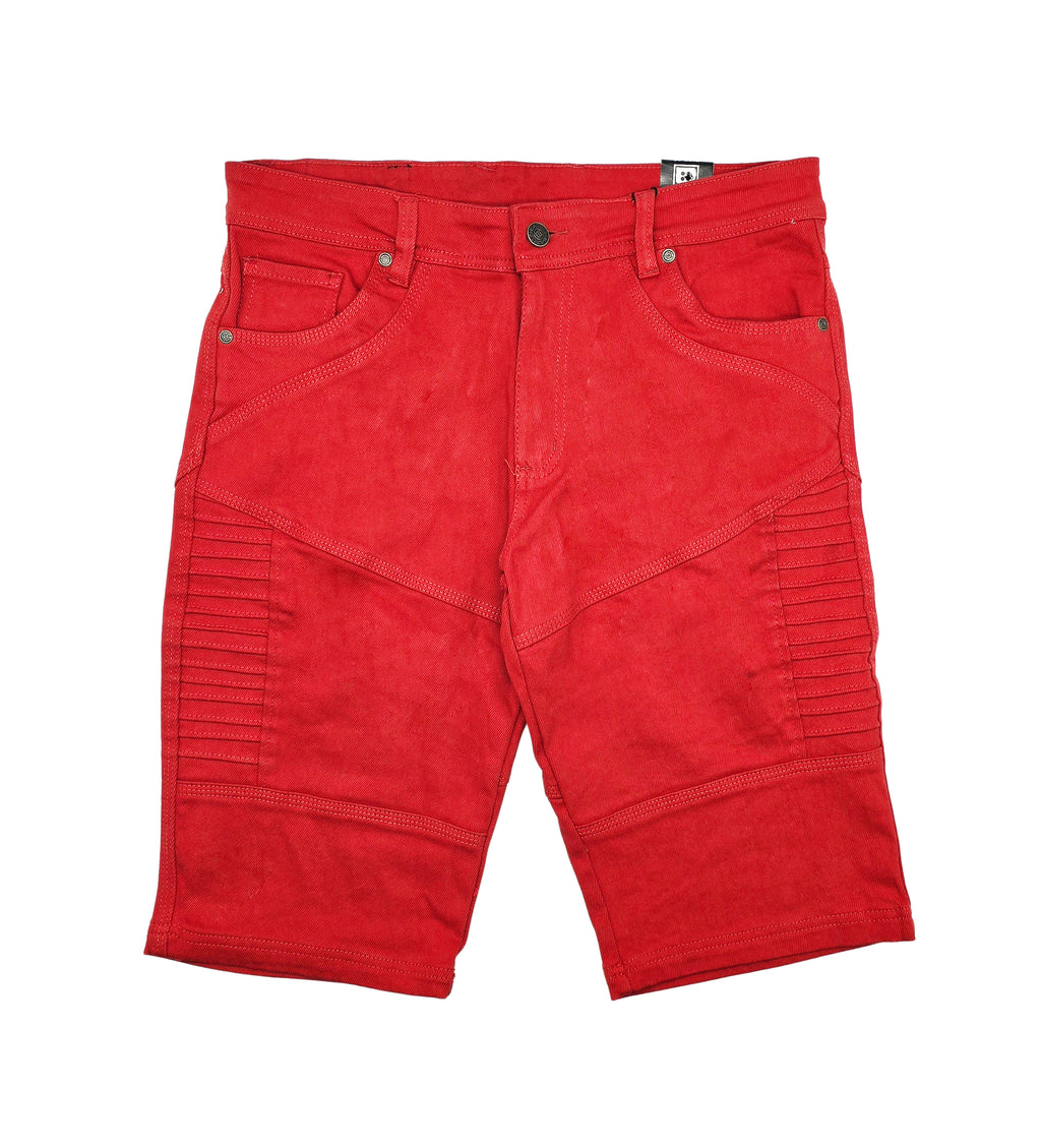 PLOREO MEN'S STRETCH DENIM SHORTS (RED)