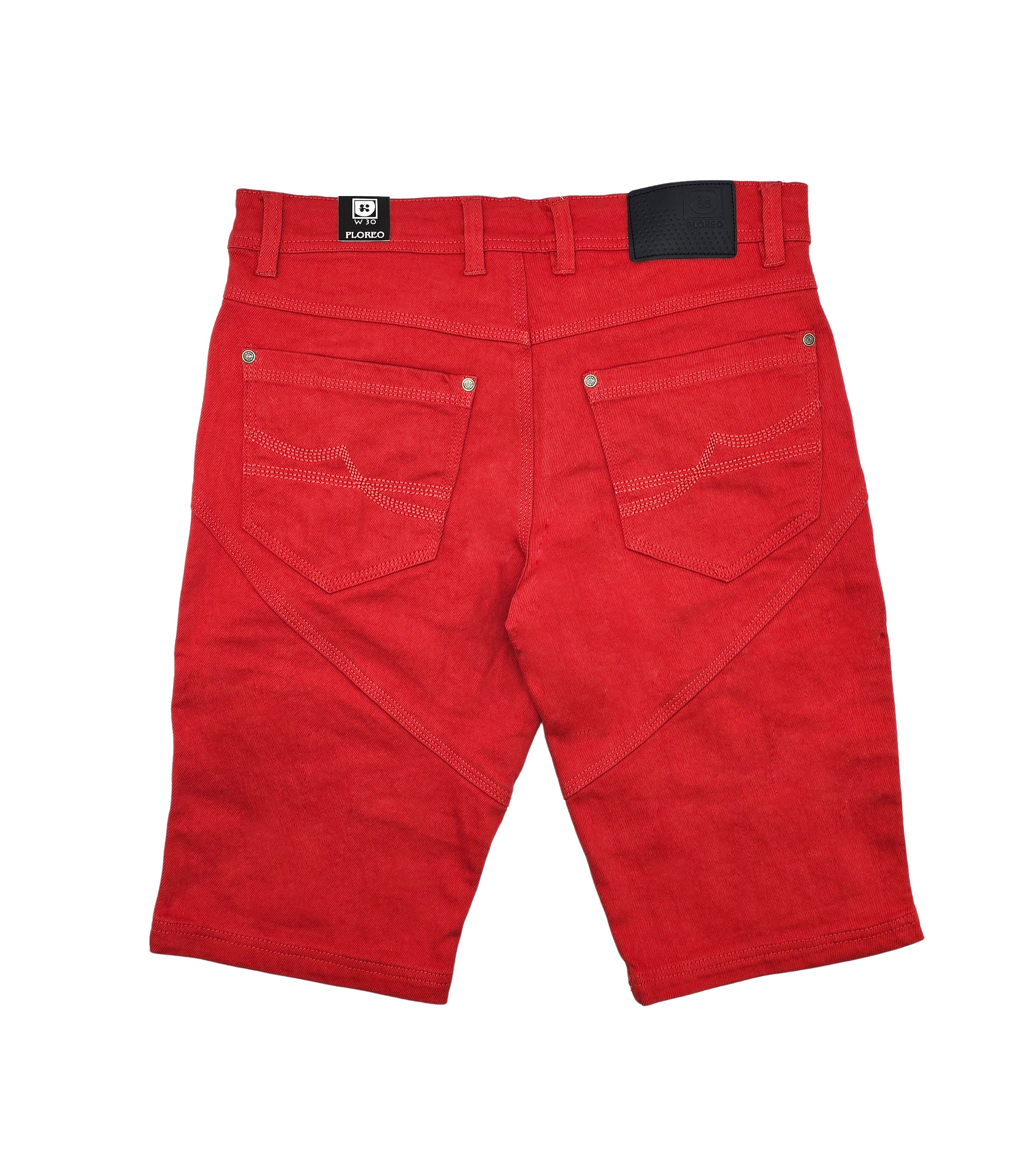 PLOREO MEN'S STRETCH DENIM SHORTS (RED)