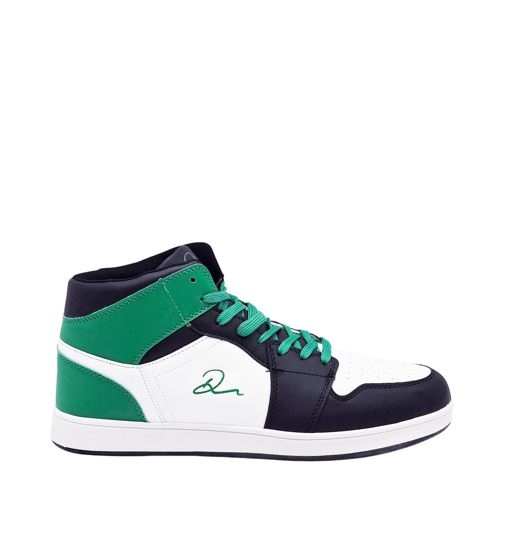 MEN'S HIGH TOP WHITE/BLACK/GREEN SHOES