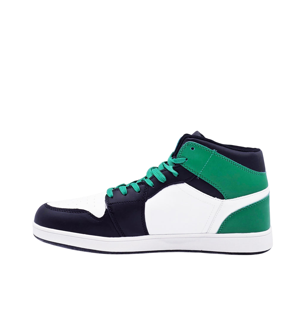 MEN'S HIGH TOP WHITE/BLACK/GREEN SHOES