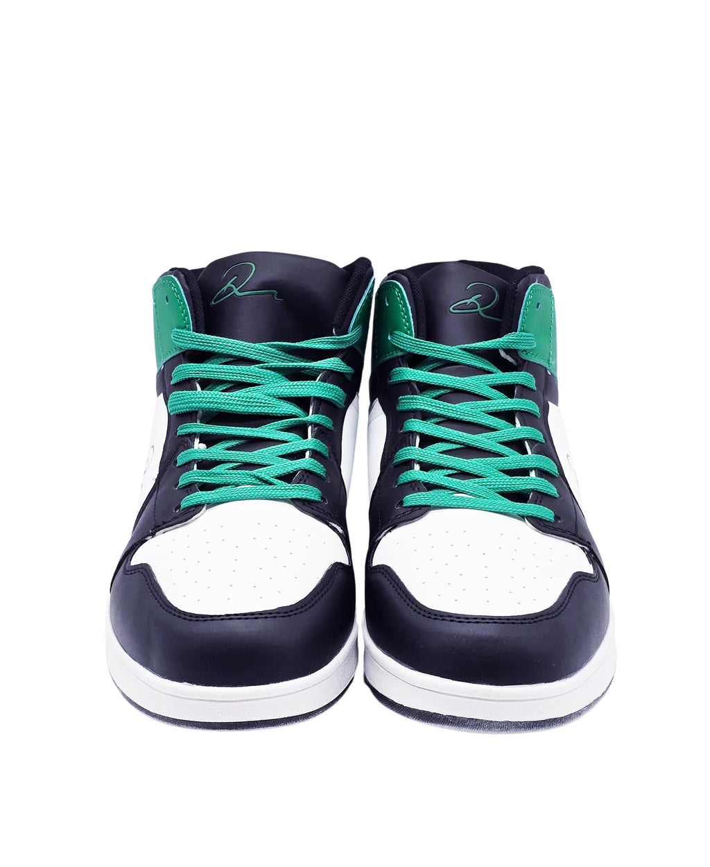 MEN'S HIGH TOP WHITE/BLACK/GREEN SHOES