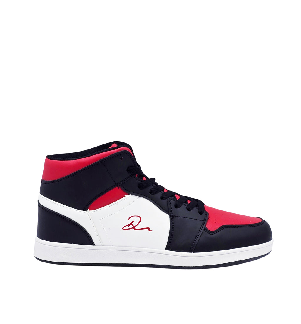 MEN'S HIGH TOP WHITE/BLACK/RED SHOES