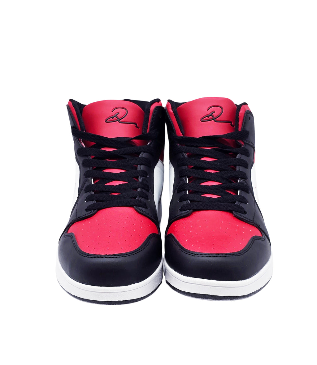 MEN'S HIGH TOP WHITE/BLACK/RED SHOES