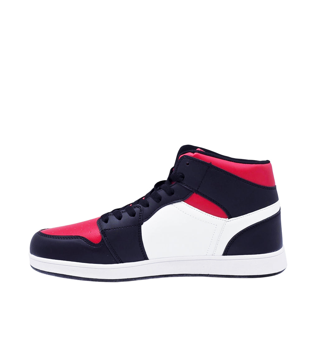 MEN'S HIGH TOP WHITE/BLACK/RED SHOES