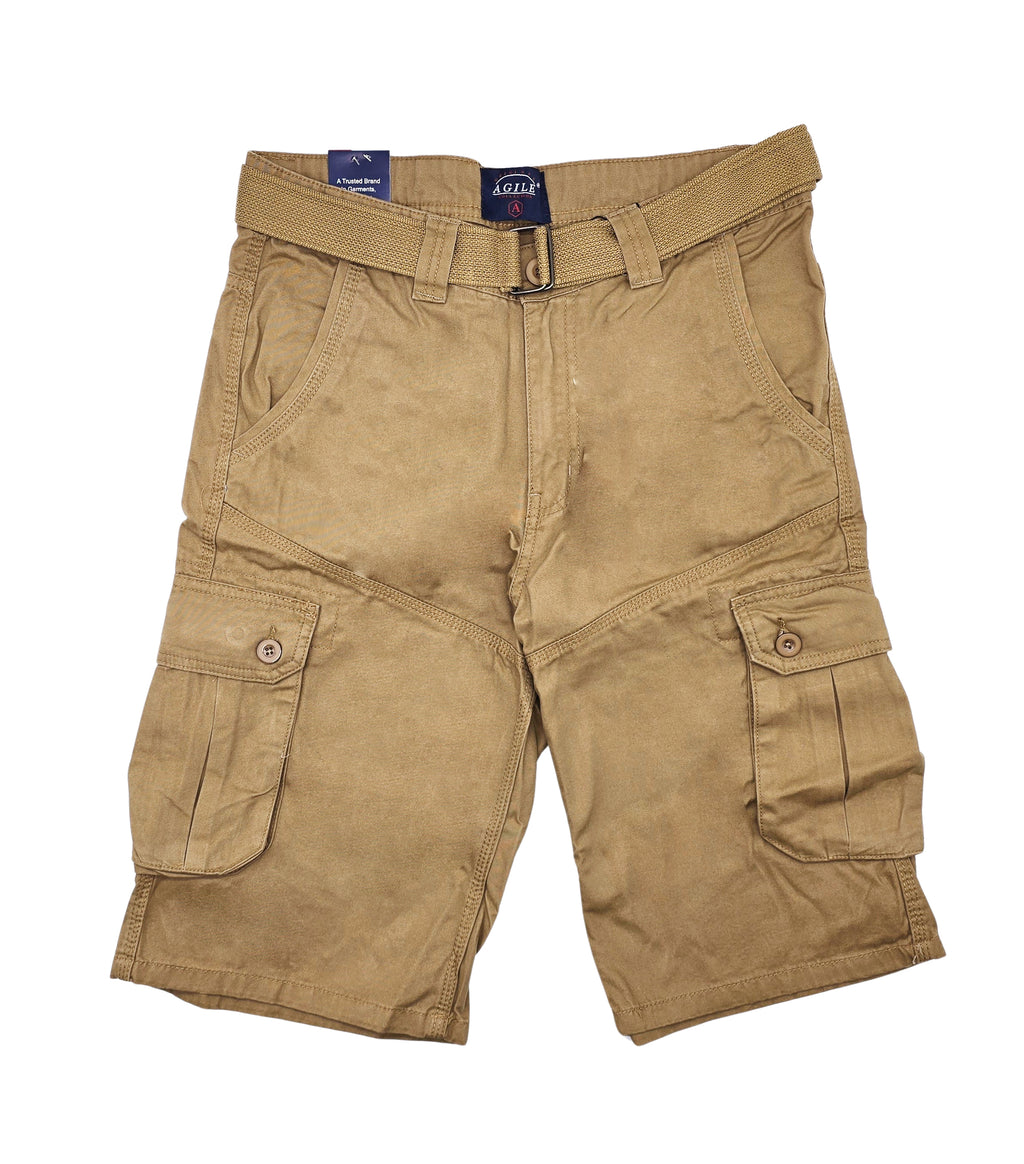 AGILE MEN'S CARGO SHORTS WITH BELT (BEIGE)