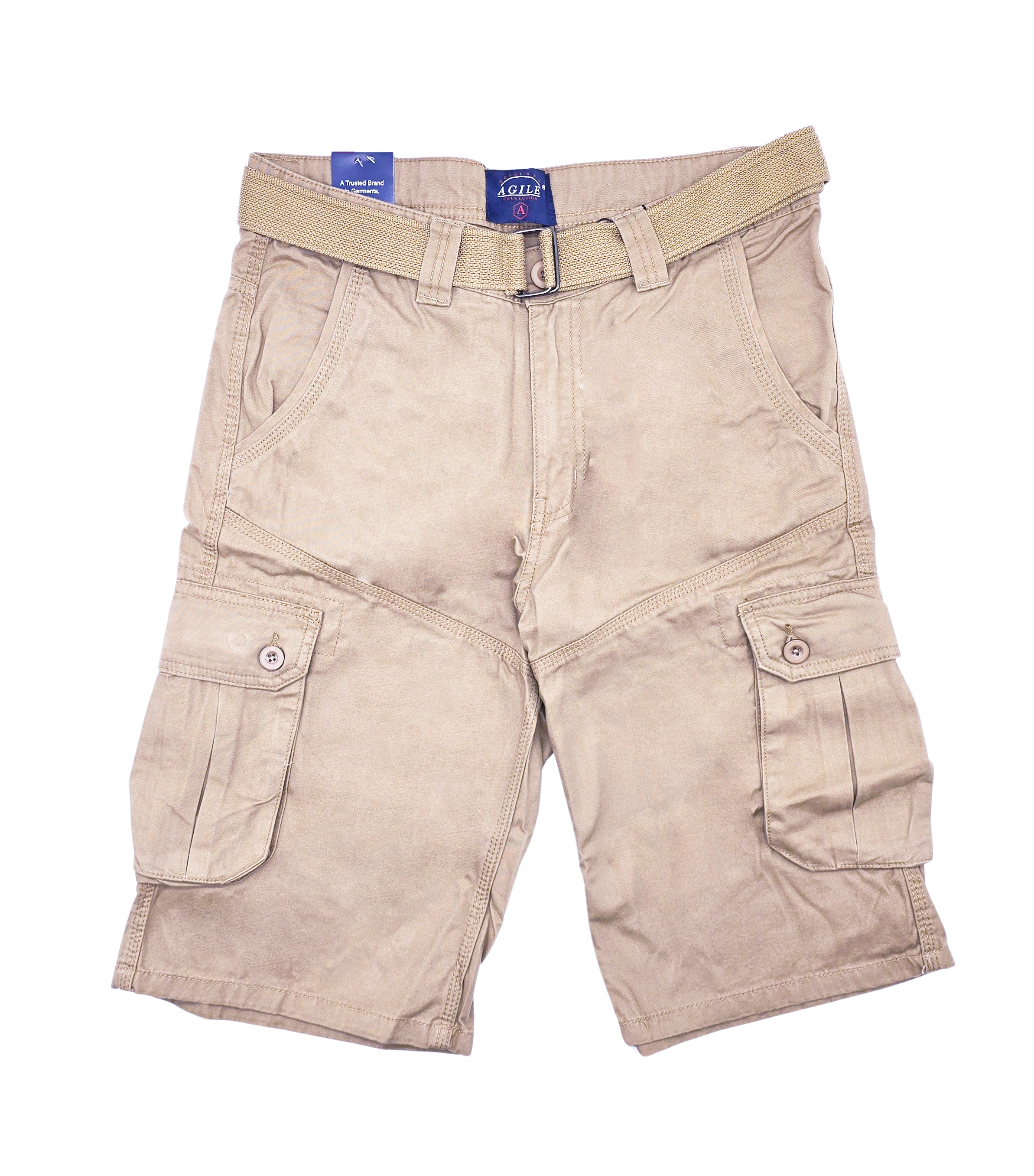 AGILE MEN'S CARGO SHORTS WITH BELT (KHAKI)