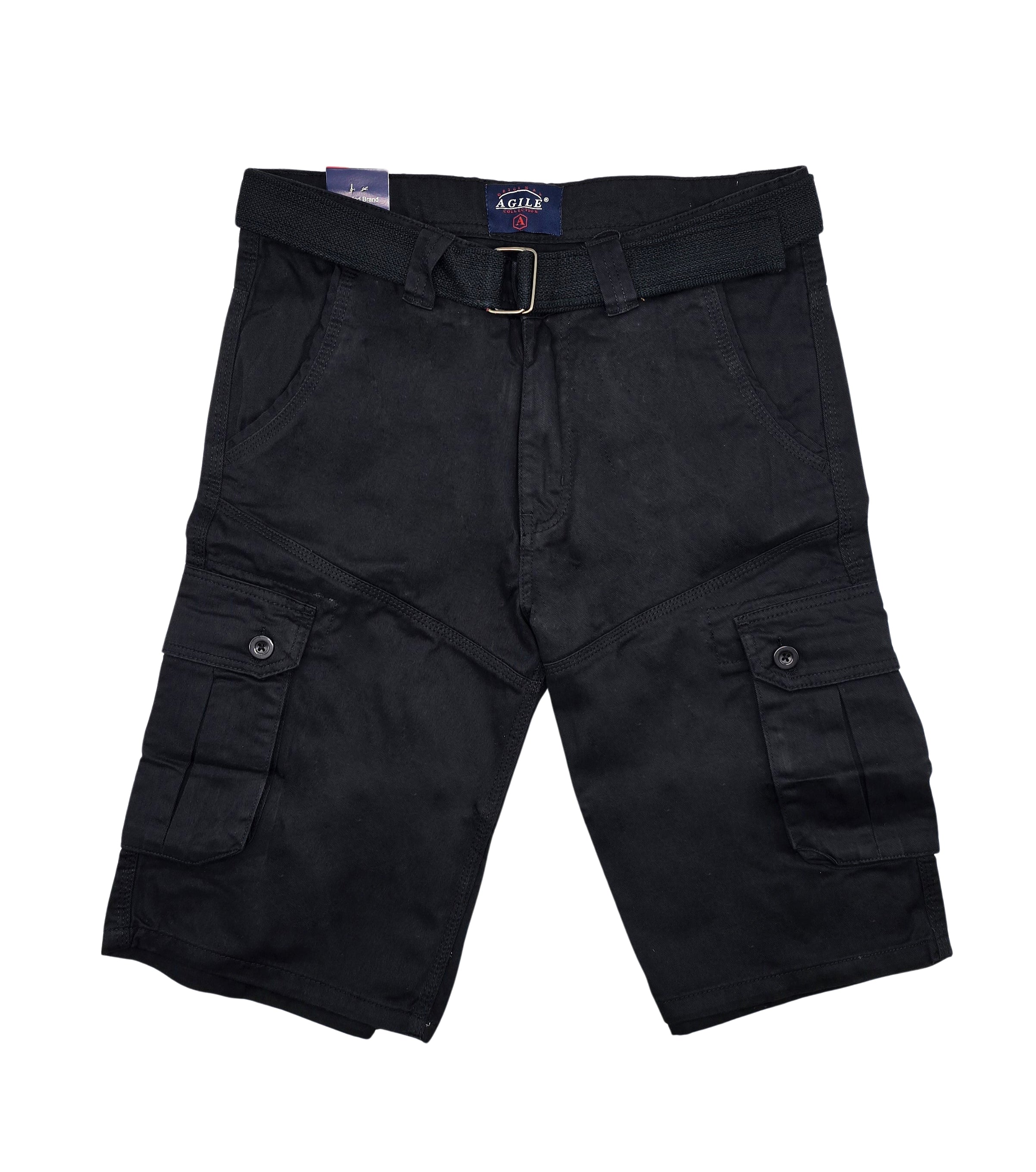 AGILE MEN'S CARGO SHORTS WITH BELT (BLACK)