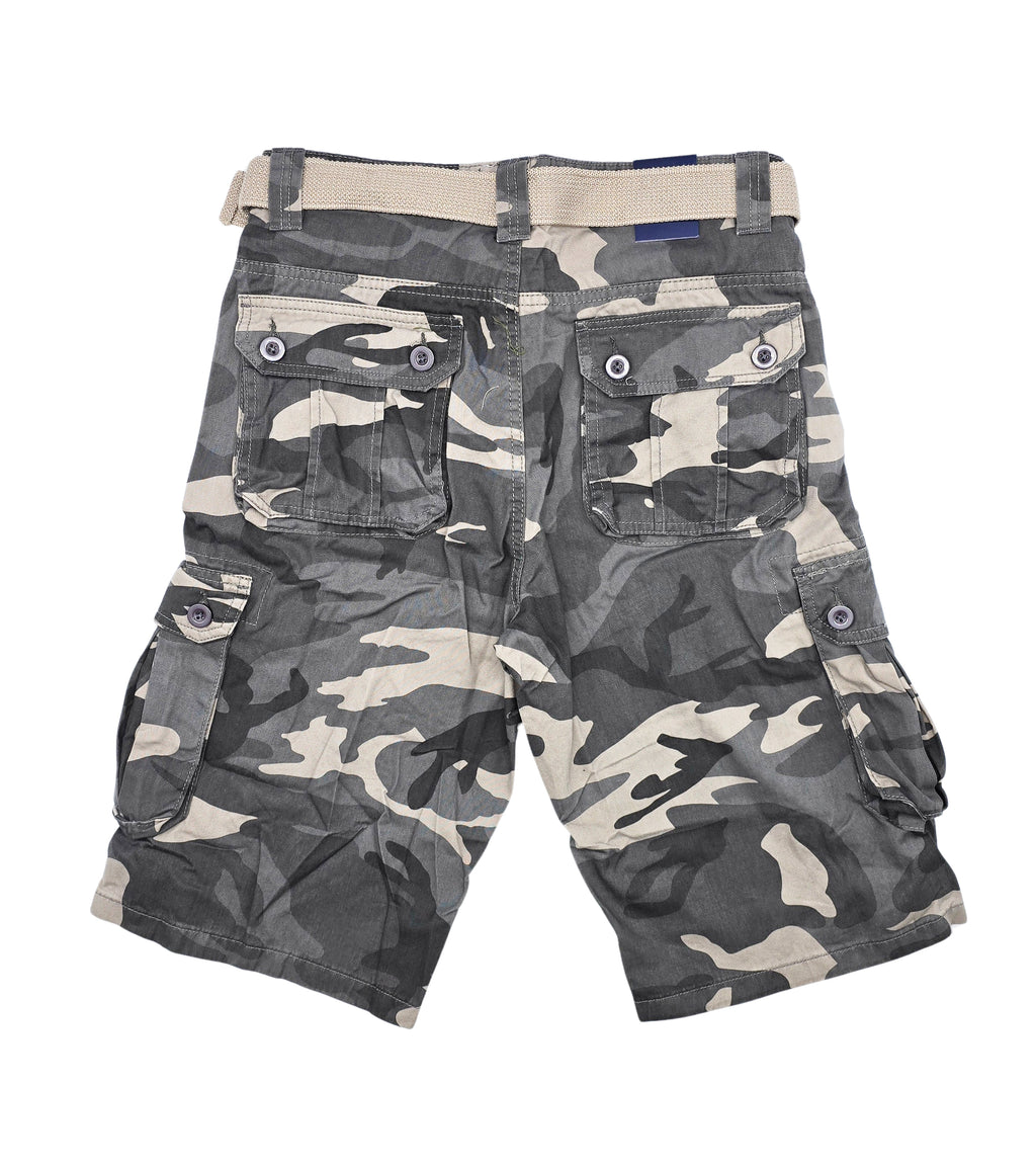 AGILE MEN'S CARGO SHORTS WITH BELT (GREY CAMO)