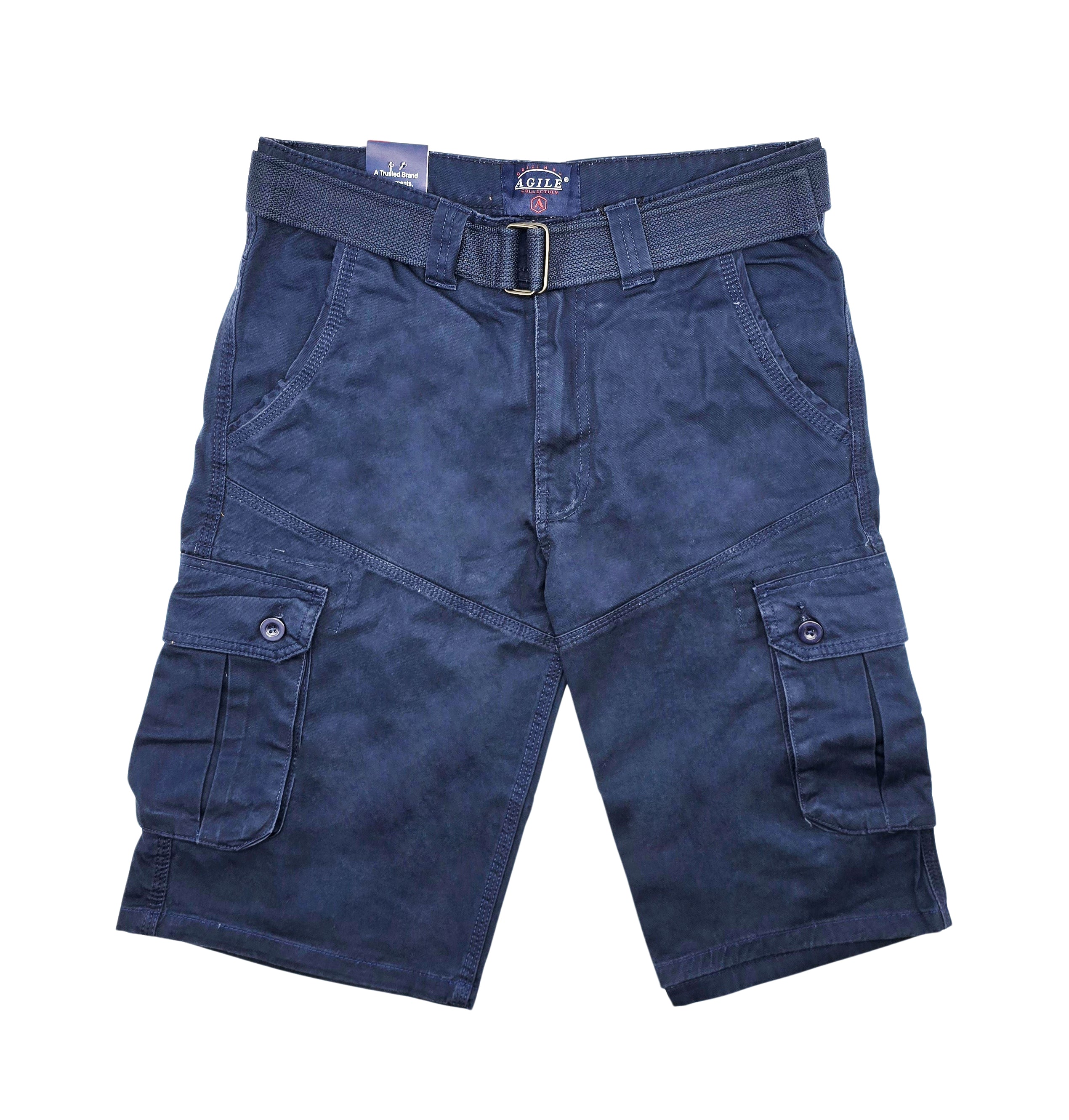 AGILE MEN'S CARGO SHORTS WITH BELT (NAVY)