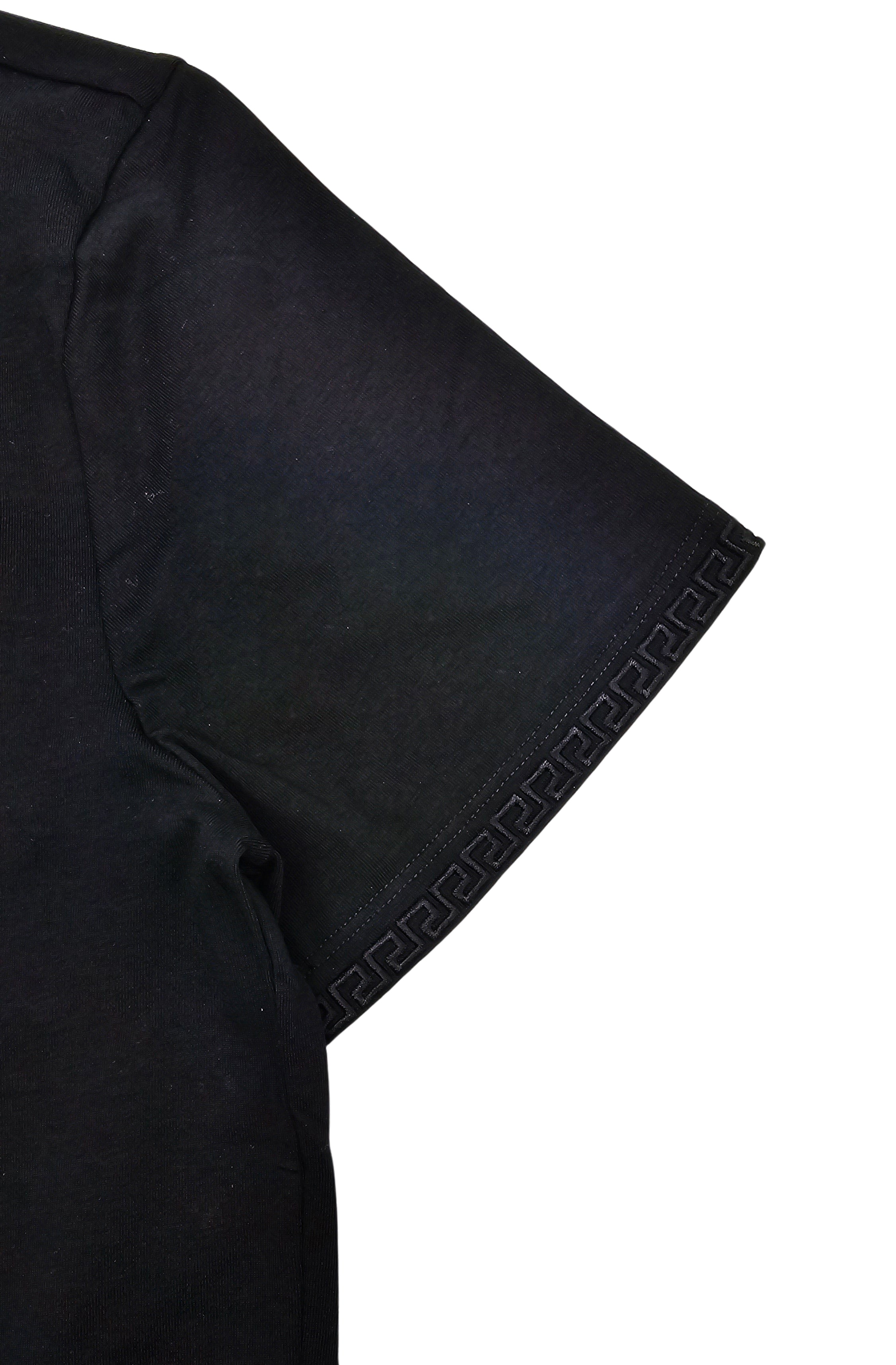 MEN'S RHINESTONE TEDDY BEAR SHORT SLEEVE T-SHIRT (BLACK/ORANGE)