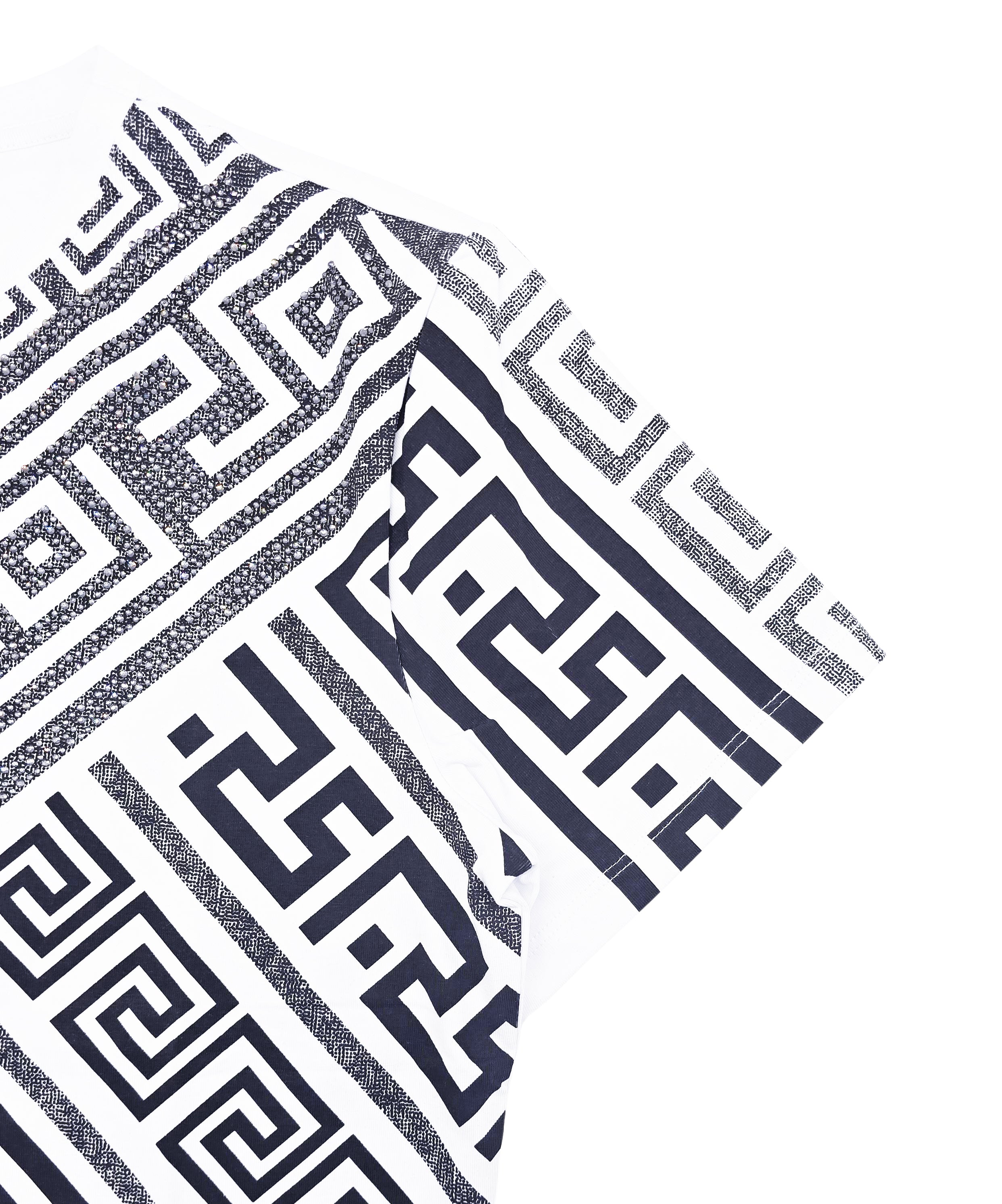 MEN'S RHINESTONE DESIGNER SHORT SLEEVE T-SHIRT (WHITE)