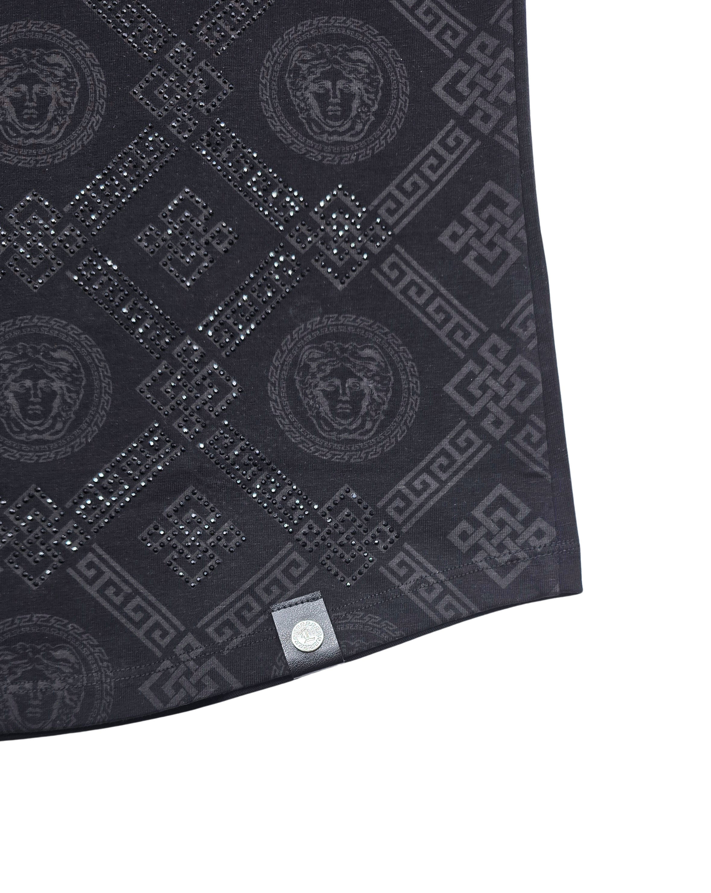 MEN'S RHINESTONE DESIGNER SHORT SLEEVE T-SHIRT (BLACK)