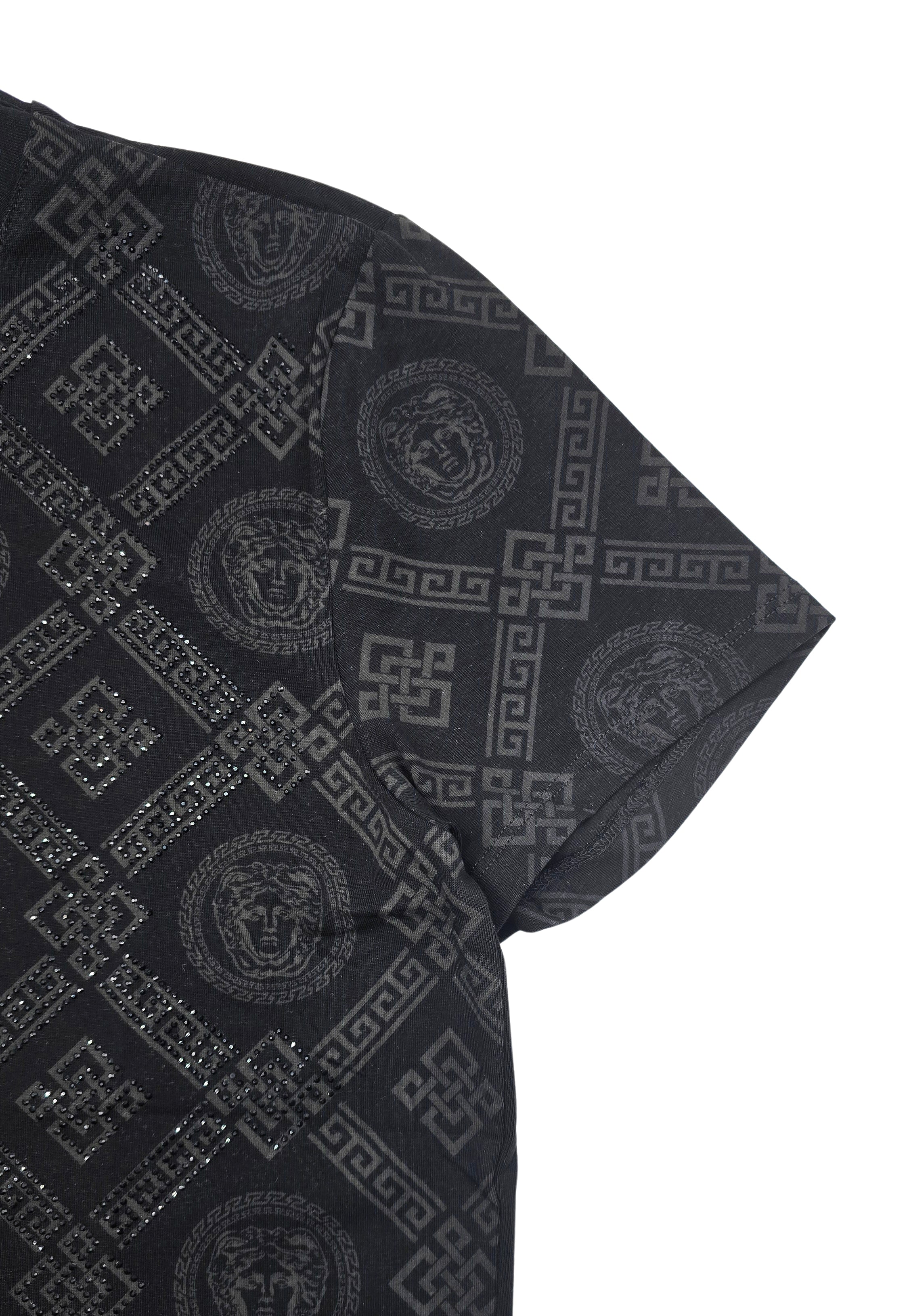 MEN'S RHINESTONE DESIGNER SHORT SLEEVE T-SHIRT (BLACK)