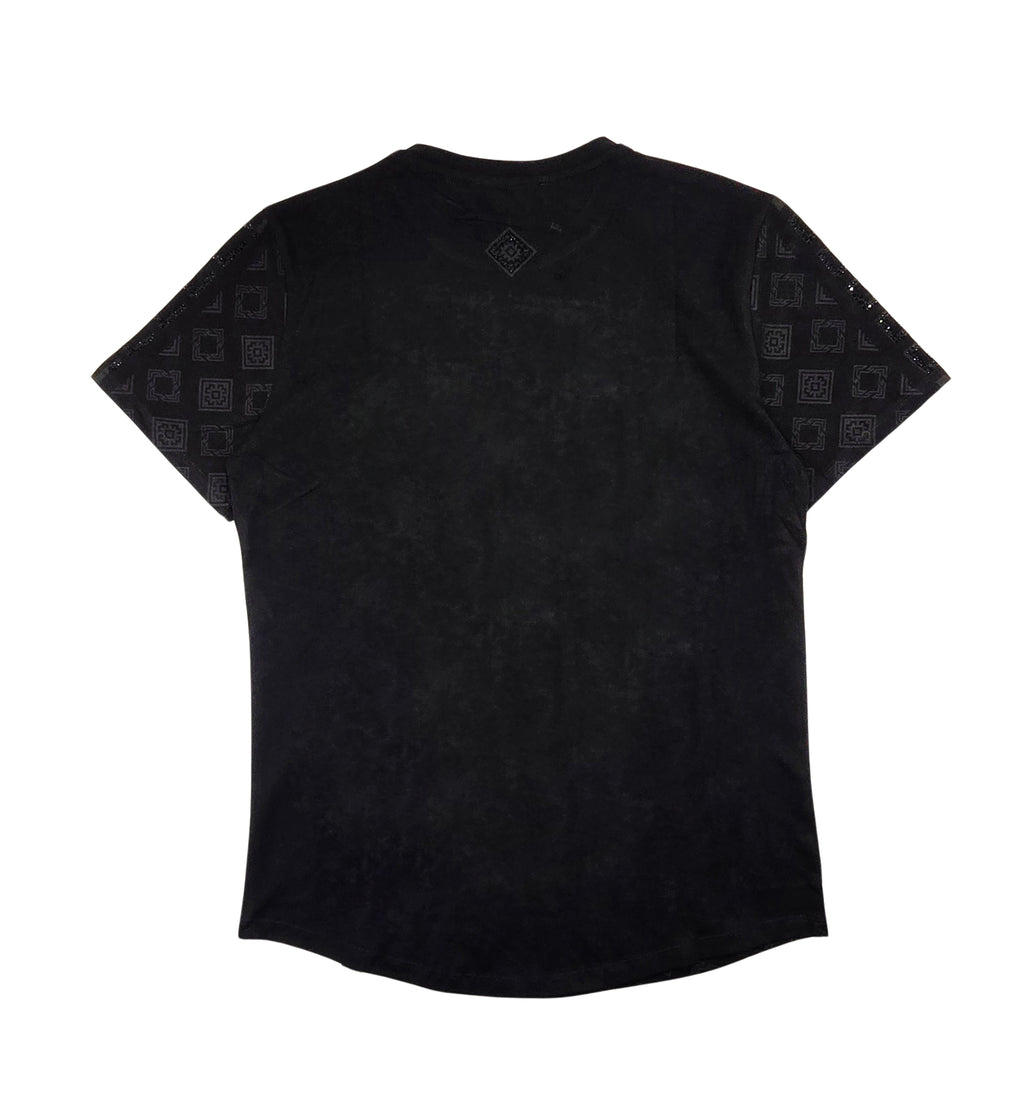 MEN'S RHINESTONE DESIGNER SHORT SLEEVE T-SHIRT (BLACK)