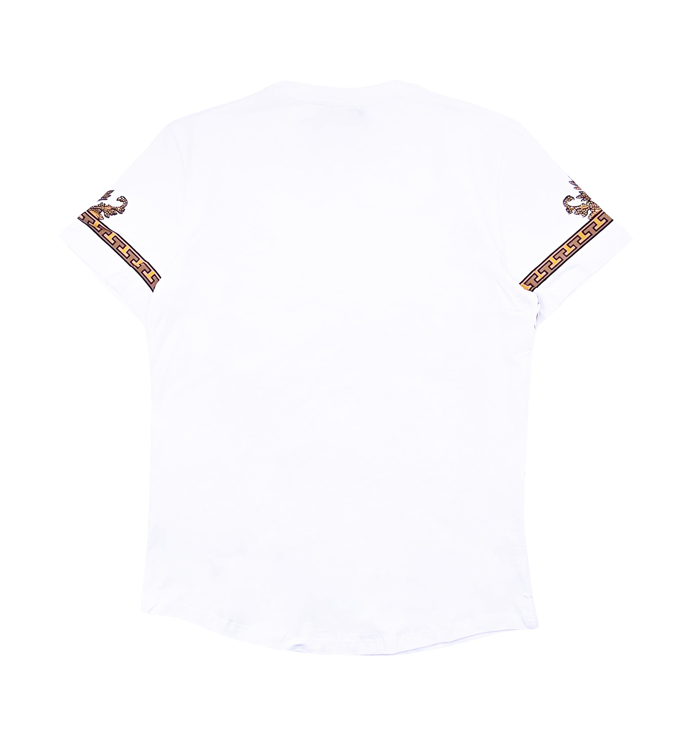 MEN'S RHINESTONE DESIGNER SHORT SLEEVE T-SHIRT (WHITE/GOLD)