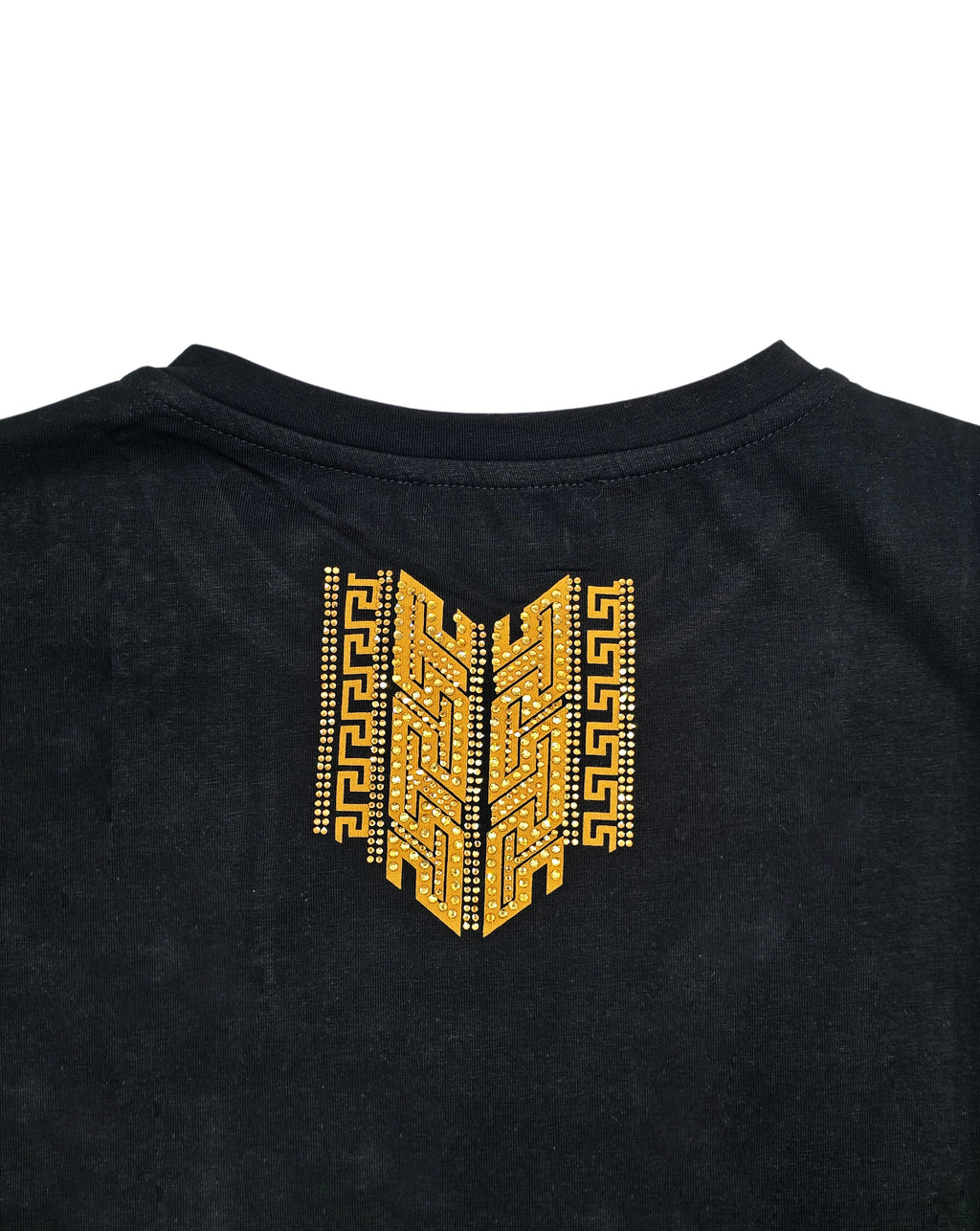 MEN'S RHINESTONE DESIGNER SHORT SLEEVE T-SHIRT (BLACK/GOLD)