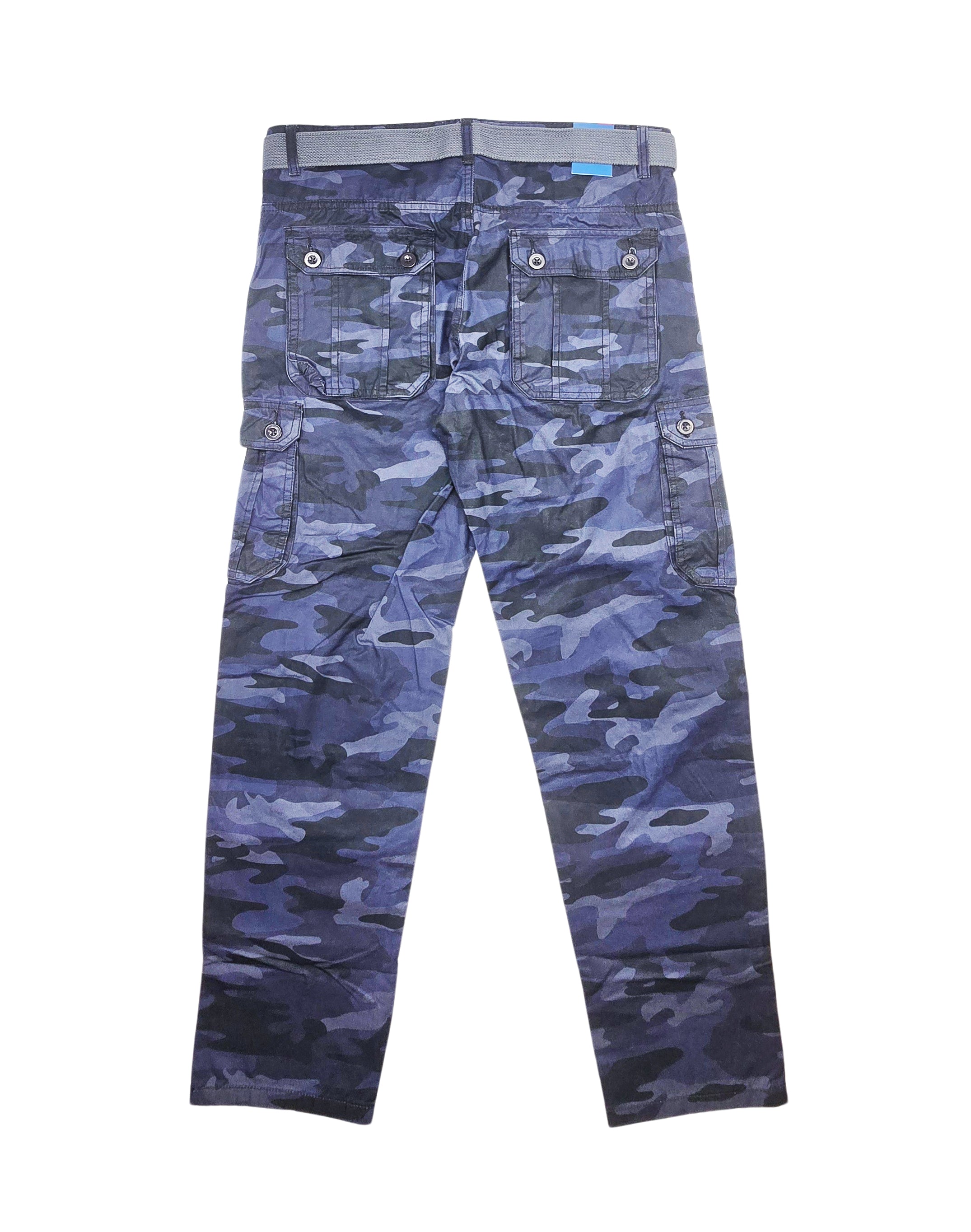 AGILE MEN'S CARGO PANTS W/ BELT (BLUE CAMO)