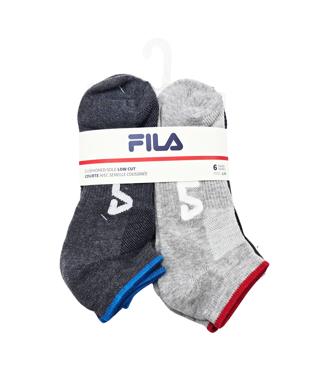 FILA MEN'S 6 PAIR LOW CUT ANKLE SOCKS (GREY/CHARCOAL)