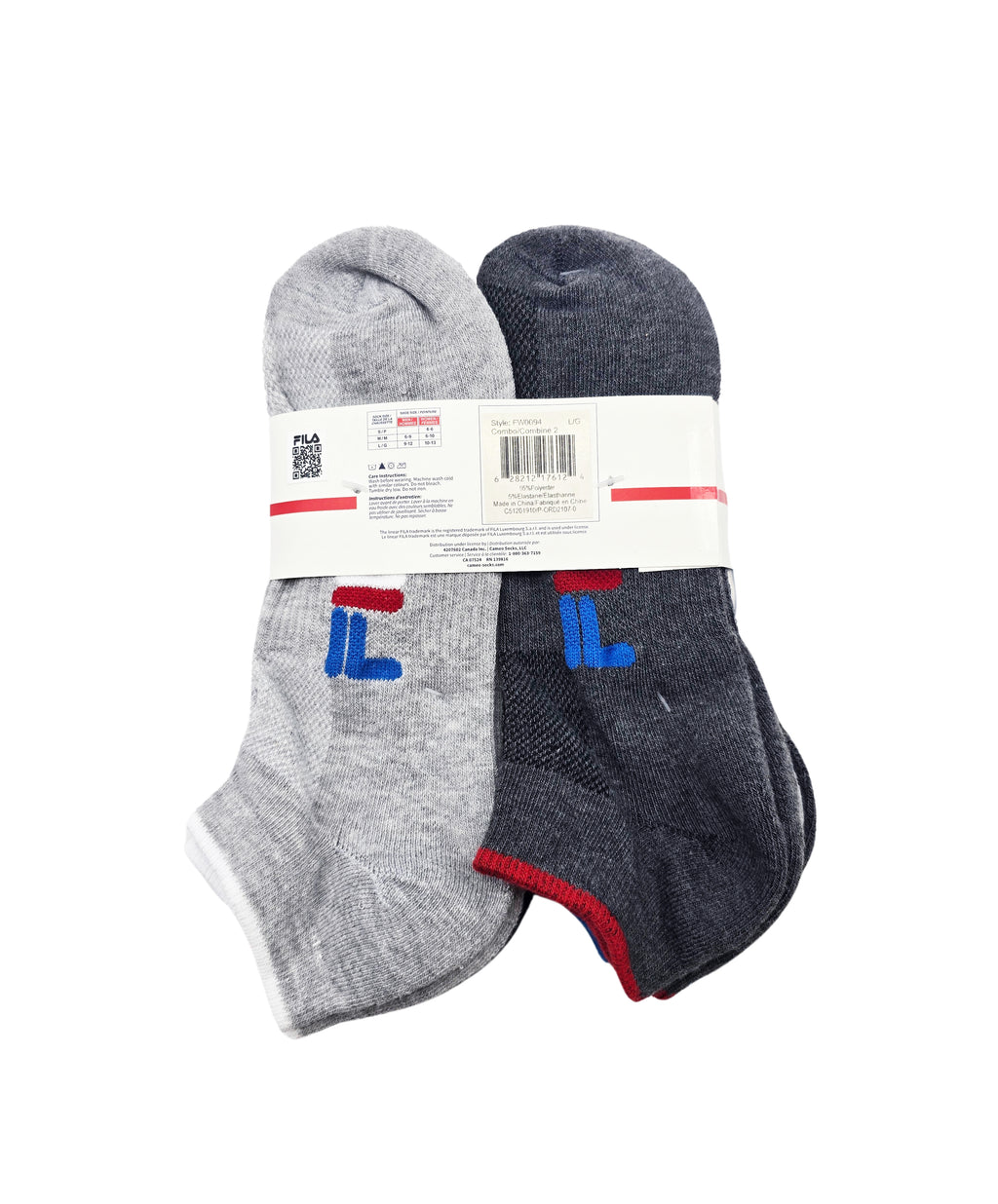 FILA MEN'S 6 PAIR LOW CUT ANKLE SOCKS (GREY/CHARCOAL)