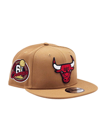 NEW ERA 9FIFTY CHICAGO BULLS 6X CHAMPS LIGHT BRONZE/RED LOGO SNAPBACK HAT