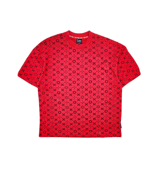 SWITCH REMARKABLE MENS PATTERN T-SHIRT/SHORTS SET (RED)