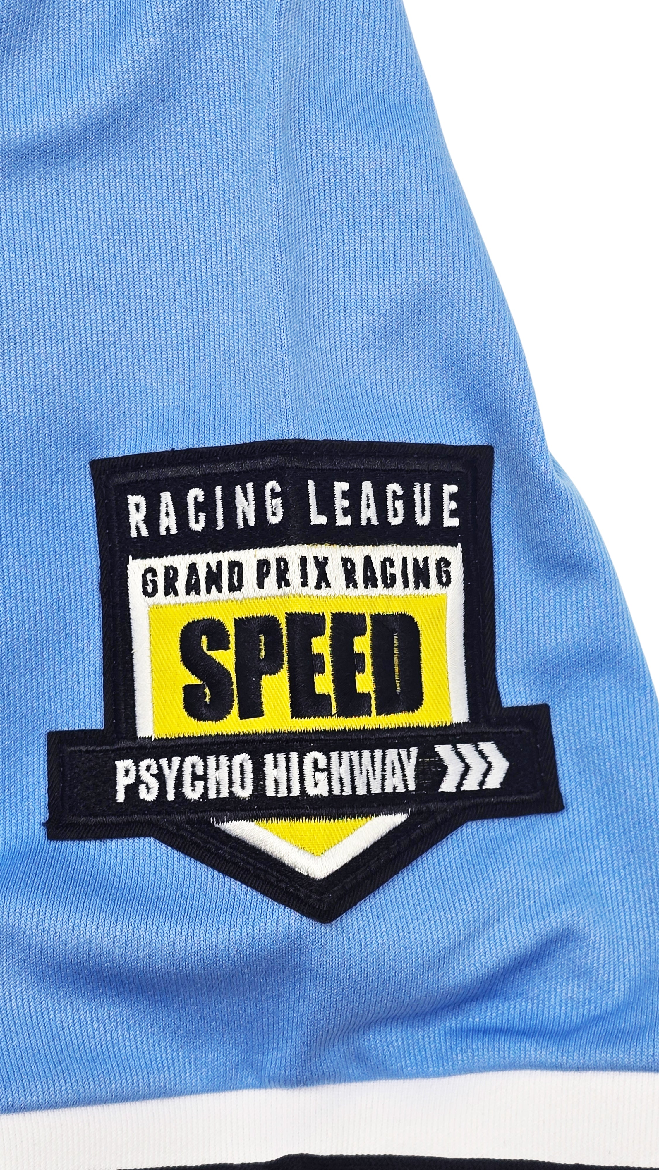 SWITCH MENS CHAMPIONS RACE MOTOR SPORT JERSEY/SHORTS SET (WHITE/BLUE)