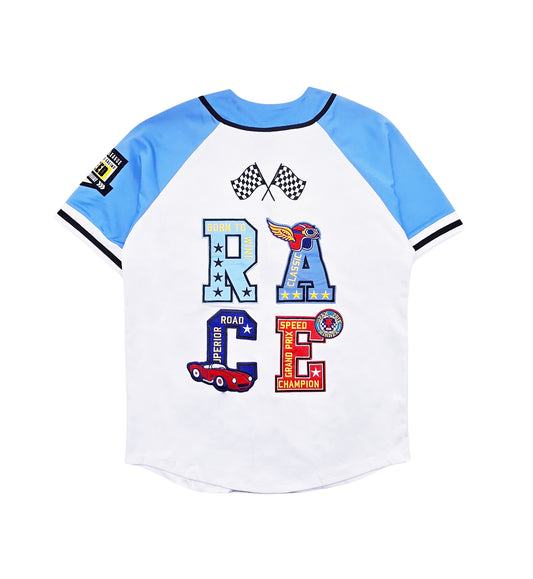 SWITCH MENS CHAMPIONS RACE MOTOR SPORT JERSEY/SHORTS SET (WHITE/BLUE)