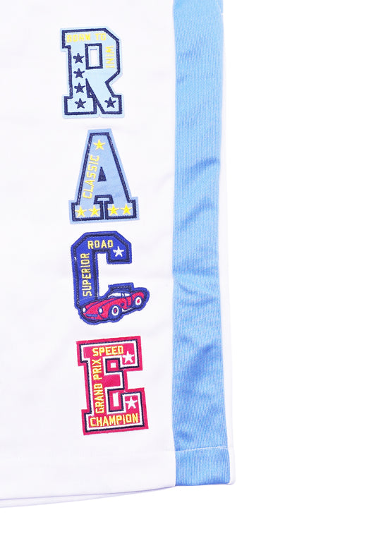 SWITCH MENS CHAMPIONS RACE MOTOR SPORT JERSEY/SHORTS SET (WHITE/BLUE)