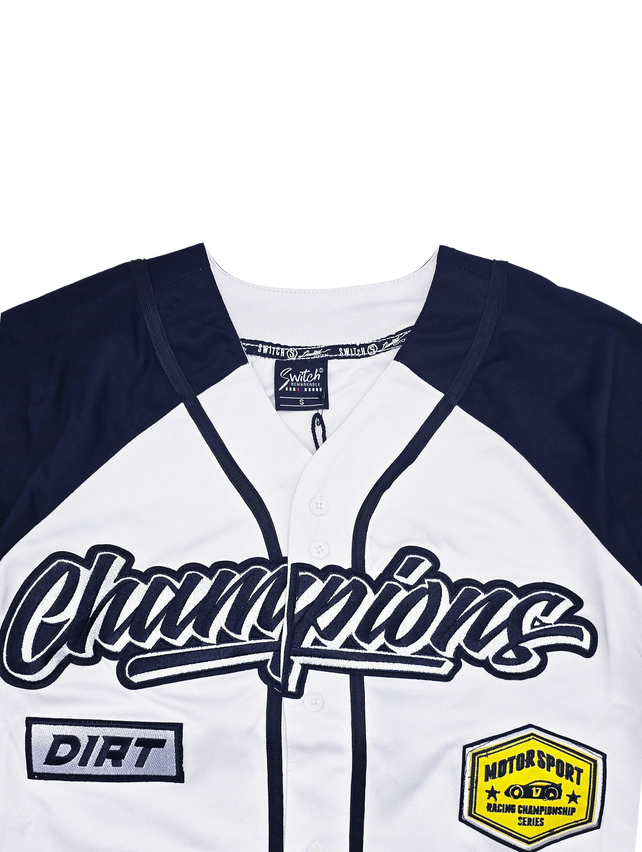 SWITCH MENS CHAMPIONS RACE MOTOR SPORT JERSEY/SHORTS SET (WHITE/BLACK)