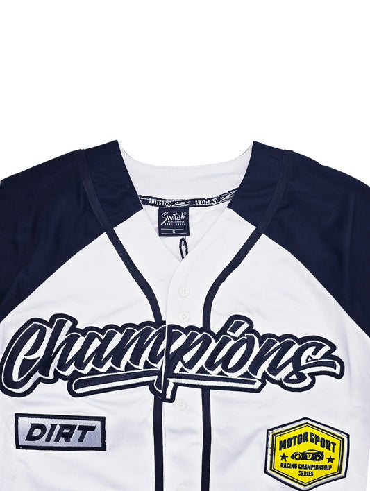 SWITCH MENS CHAMPIONS RACE MOTOR SPORT JERSEY/SHORTS SET (WHITE/BLACK)