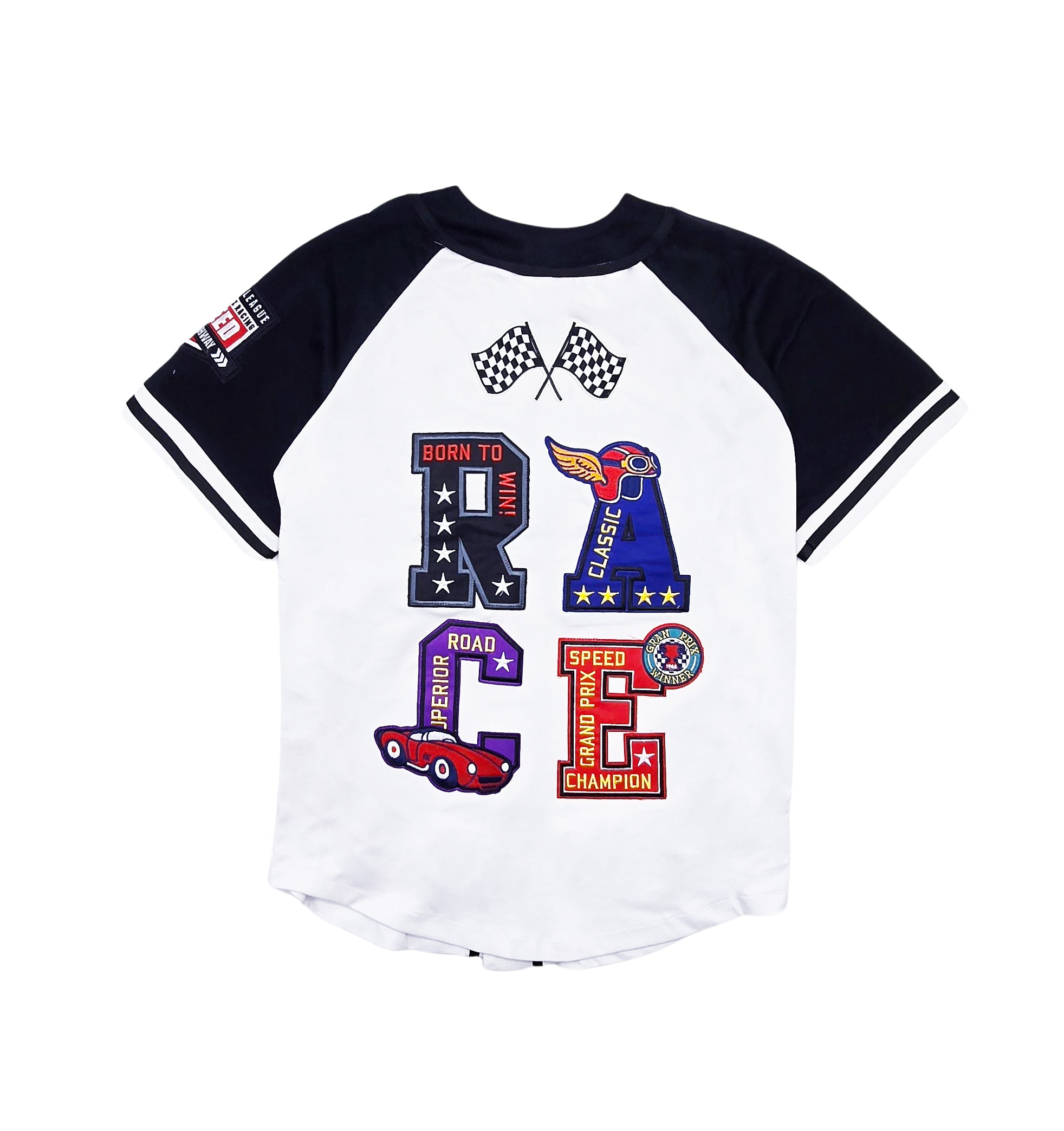 SWITCH MENS CHAMPIONS RACE MOTOR SPORT JERSEY/SHORTS SET (WHITE/BLACK)