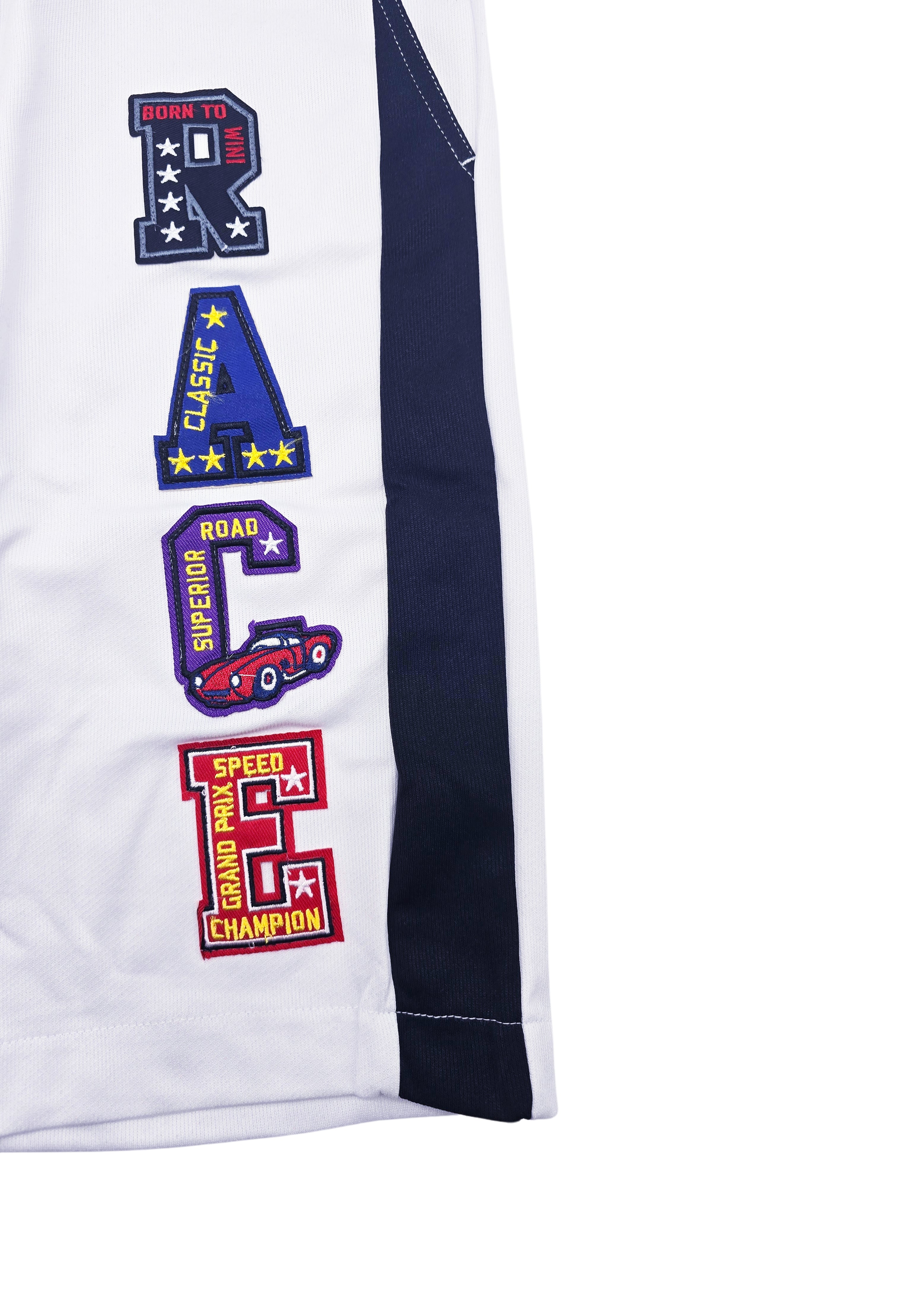 SWITCH MENS CHAMPIONS RACE MOTOR SPORT JERSEY/SHORTS SET (WHITE/BLACK)