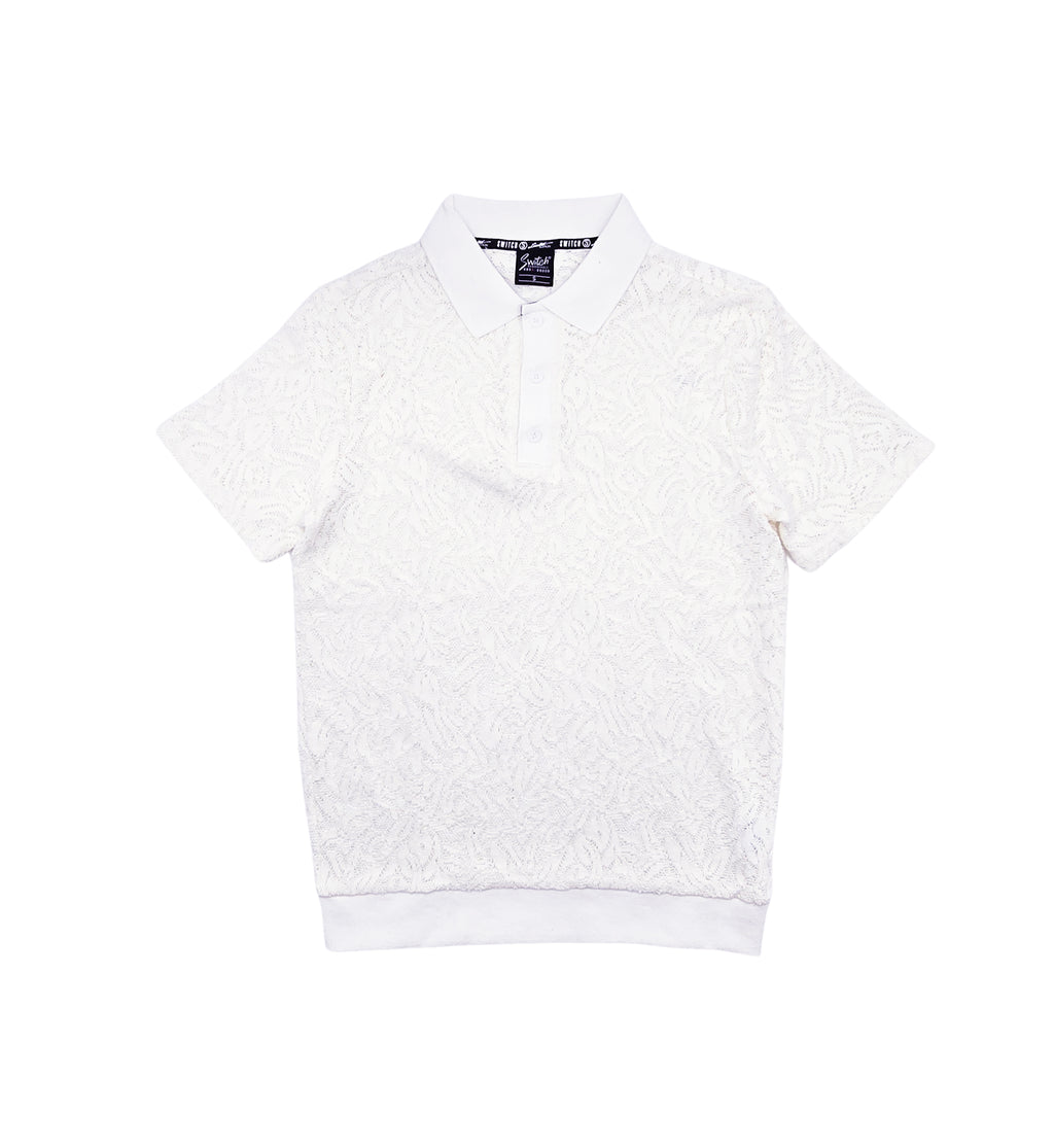 SWITCH MENS FLOWER PATTERN POLO SHIRT (CREAM)