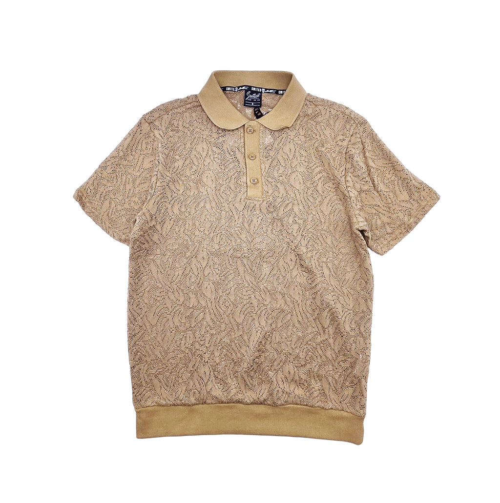 SWITCH MENS FLOWER PATTERN POLO SHIRT (KHAKI)