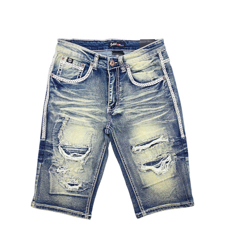 SWITCH MENS RIPPED DENIM SHORTS (VINTAGE BLUE)