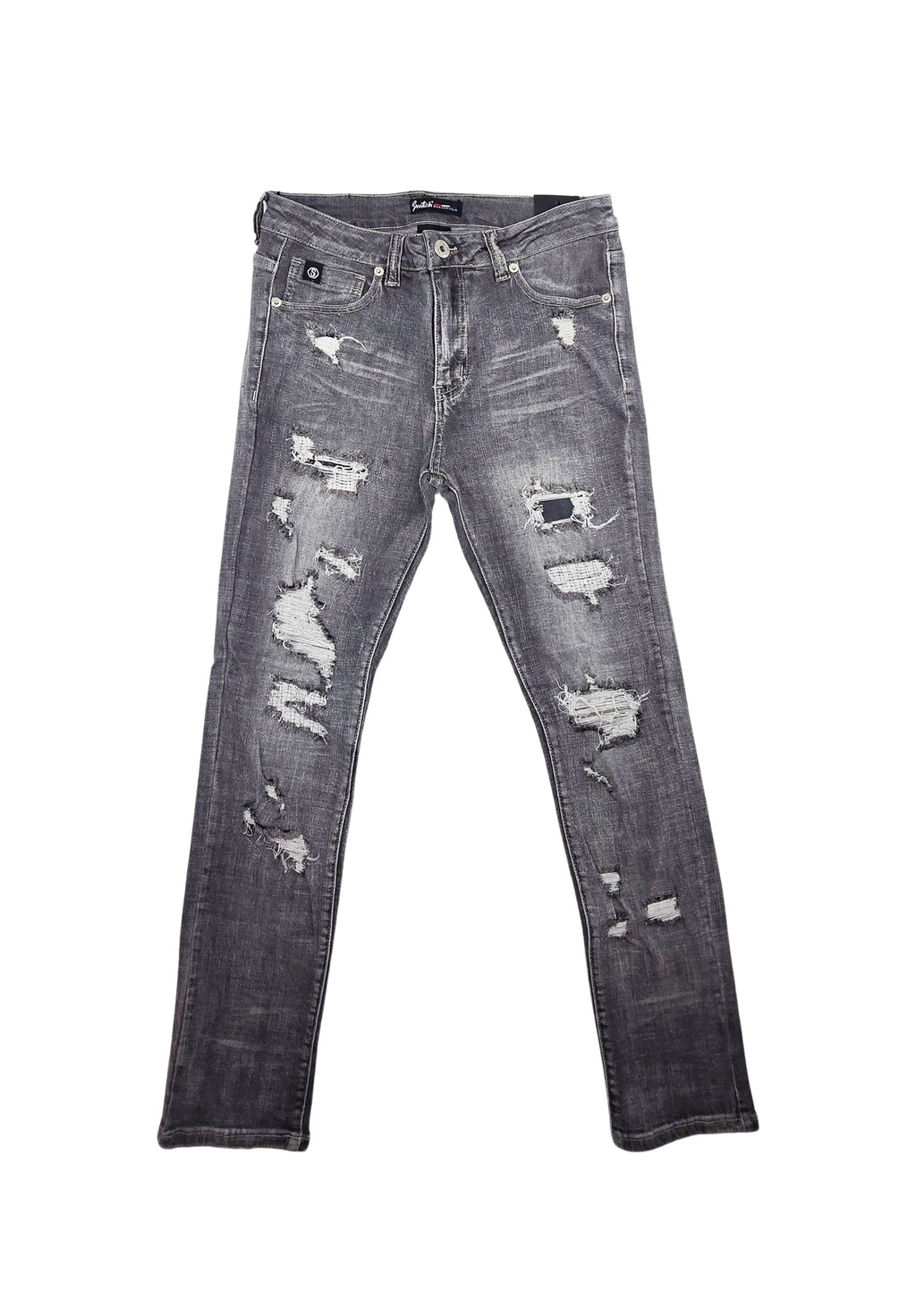 SWITCH MENS RIPPED DENIM JEANS (ICE GREY)