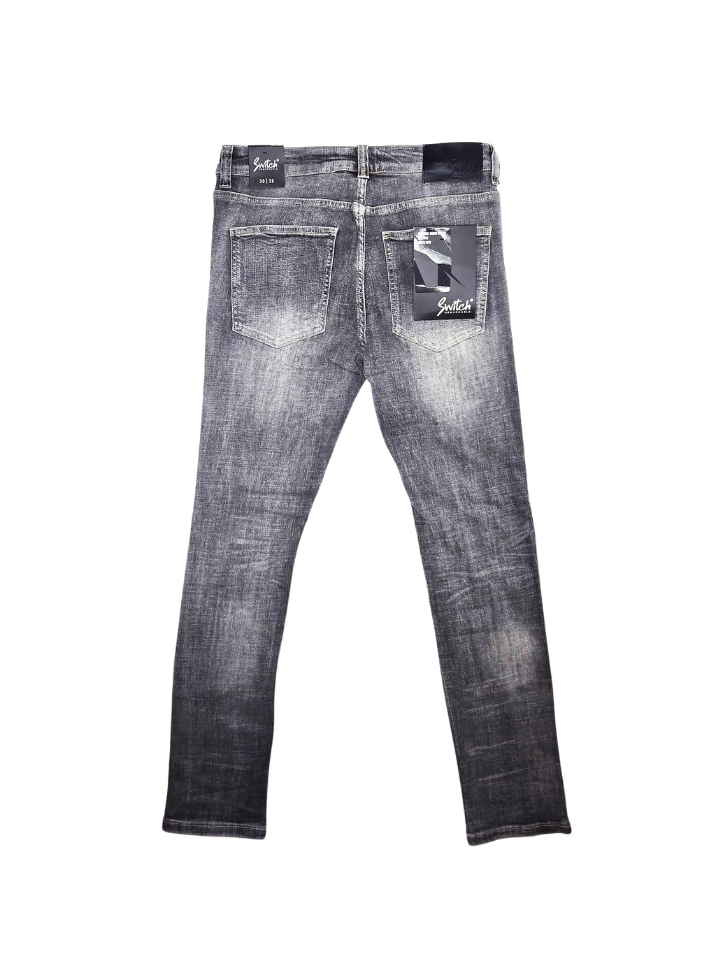 SWITCH MENS RIPPED DENIM JEANS (ICE GREY)