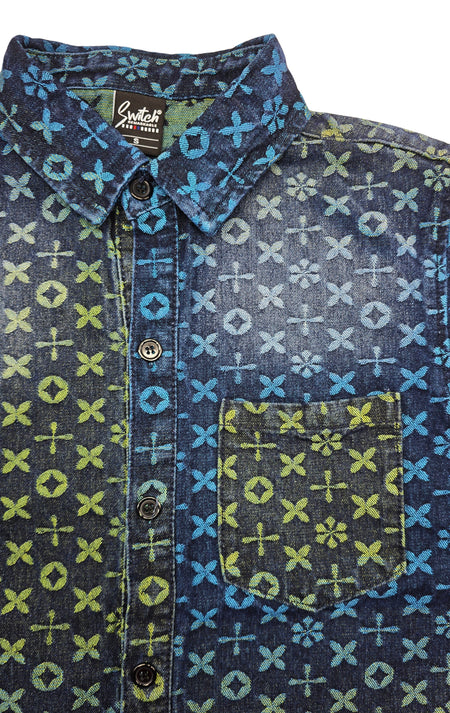 SWITCH MENS DENIM PATTERN SHIRT (INDIGO)