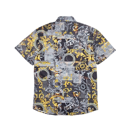 V.I.P. COLLECTION MEN'S BUTTON UP SHORT SLEEVES SHIRT (GREY VFSS-37)