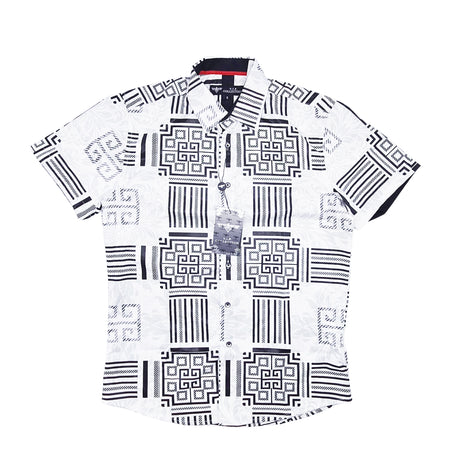 V.I.P. COLLECTION MEN'S BUTTON UP SHORT SLEEVES SHIRT (WHITE VFSS-51)