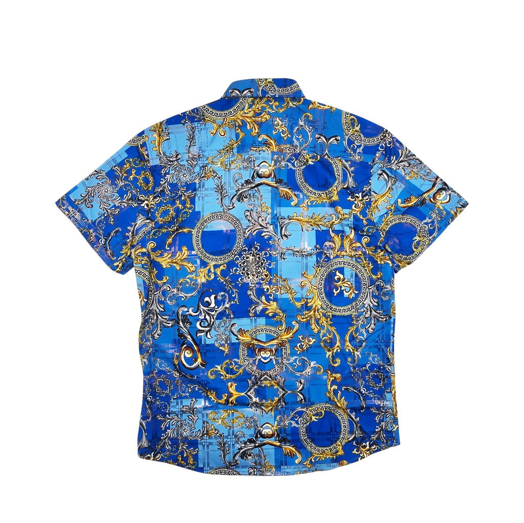 V.I.P. COLLECTION MEN'S BUTTON UP SHORT SLEEVES SHIRT (BLUE VFSS-38)