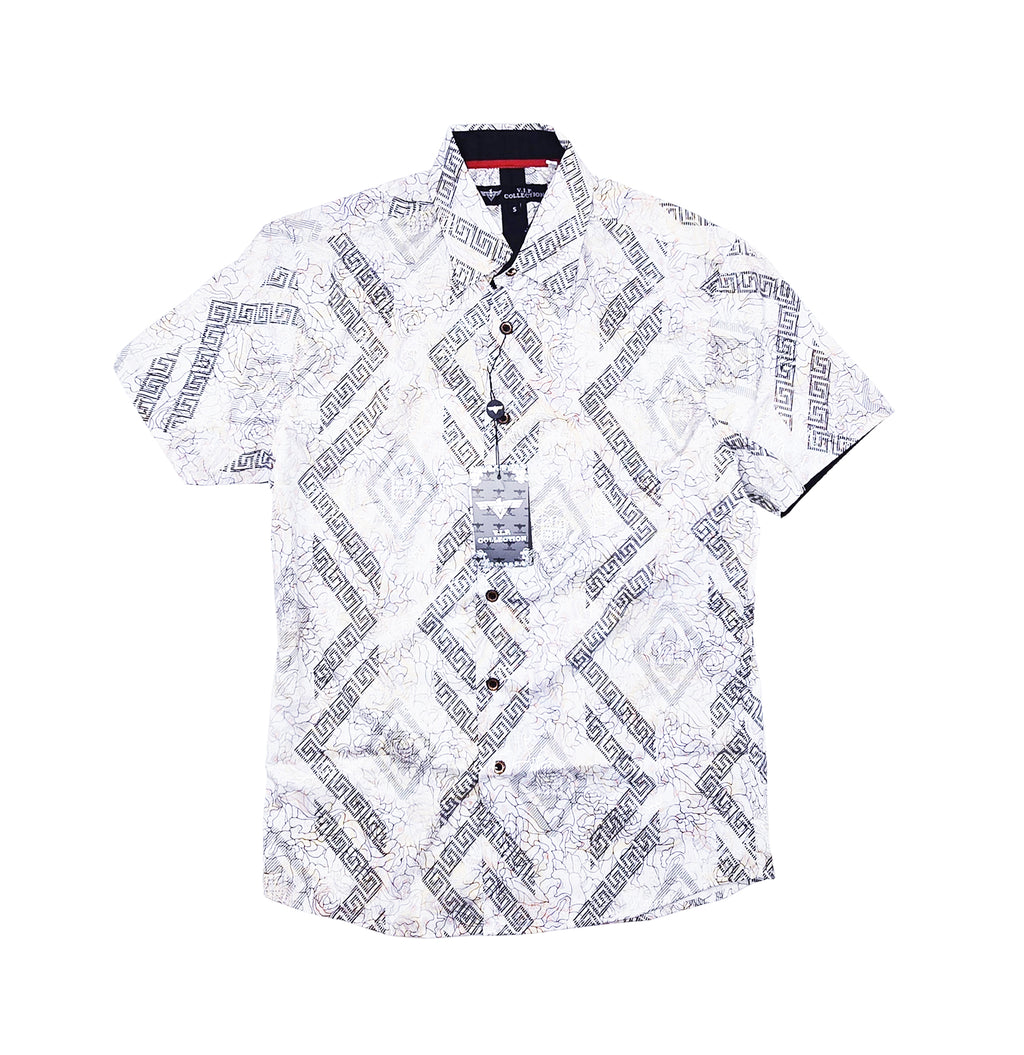 V.I.P. COLLECTION MEN'S BUTTON UP SHORT SLEEVES SHIRT (WHITE VFSS-6)