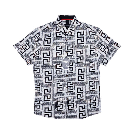 V.I.P. COLLECTION MEN'S BUTTON UP SHORT SLEEVES SHIRT (WHITE VFSS-41)