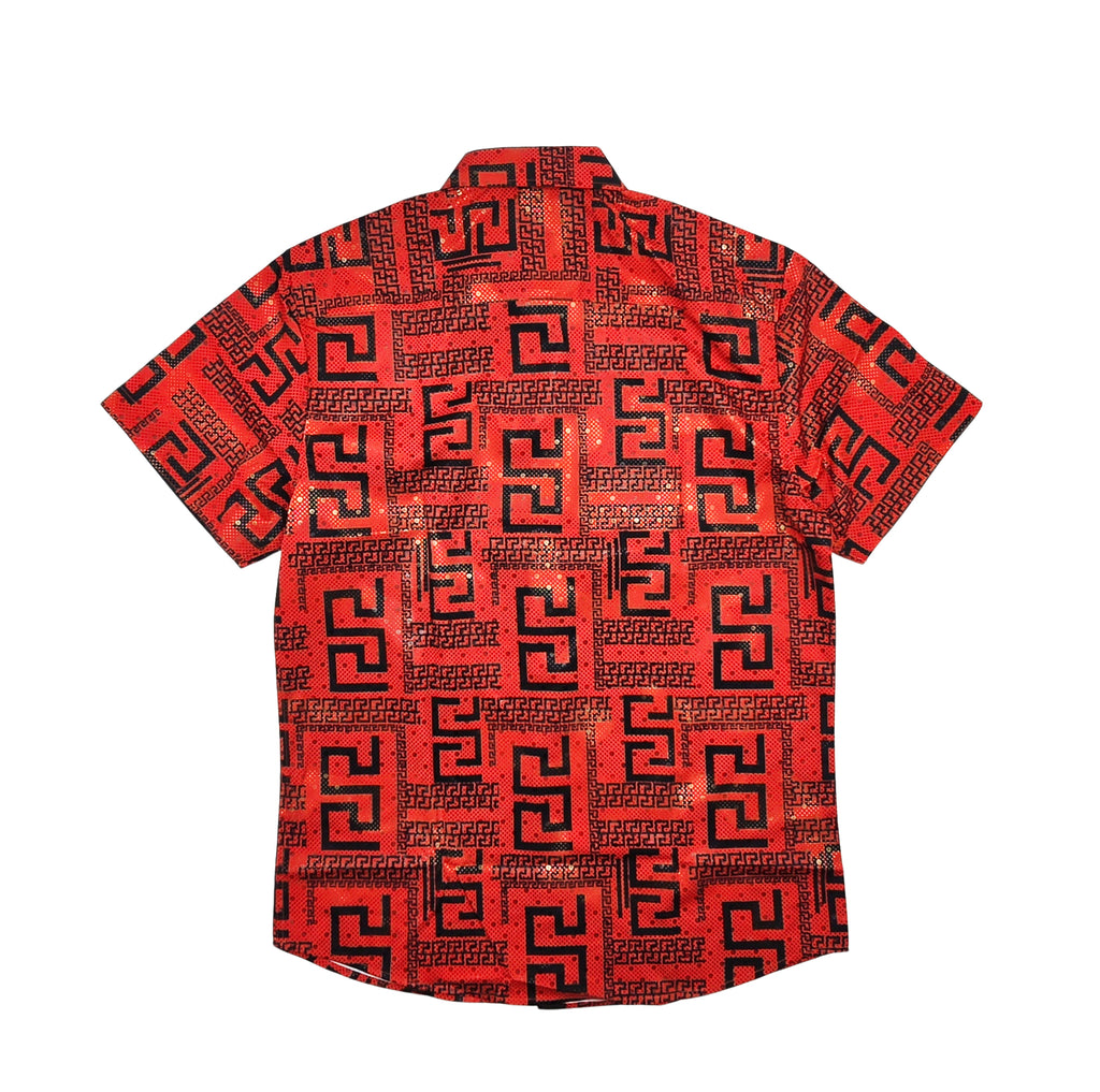 V.I.P. COLLECTION MEN'S BUTTON UP SHORT SLEEVES SHIRT (RED VFSS-43)