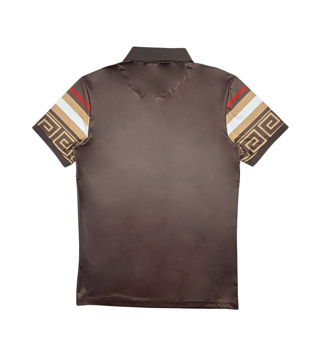 PAVINI MEN'S DESIGNER SHORT SLEEVES POLO T-SHIRT (BROWN P-3138)