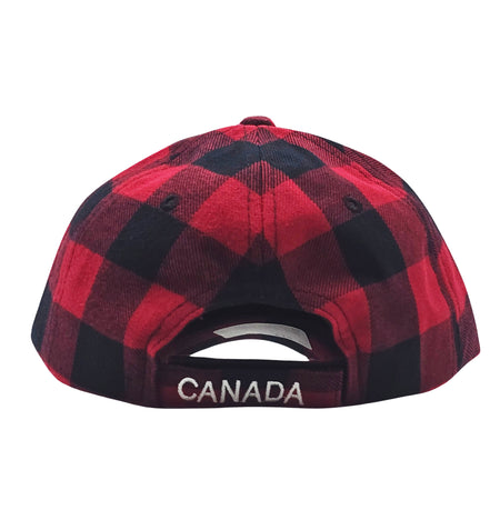 CANADA EMBROIDERED LOGO PLAID DESIGN ADJUSTABLE CAP (RED/BLACK)