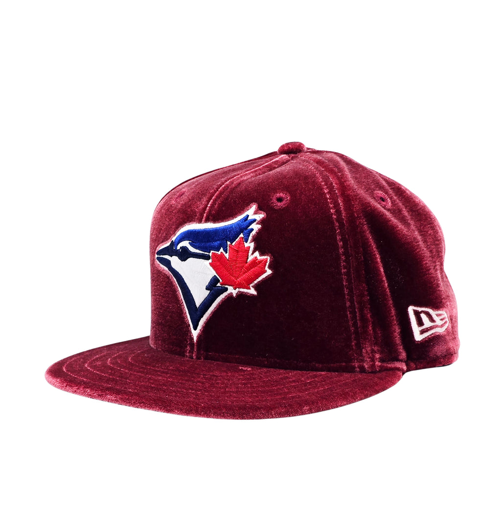 NEW ERA 9FIFTY TORONTO BLUE JAYS 40TH SEASON CARDINAL MAROON VELVET SNAPBACK HAT