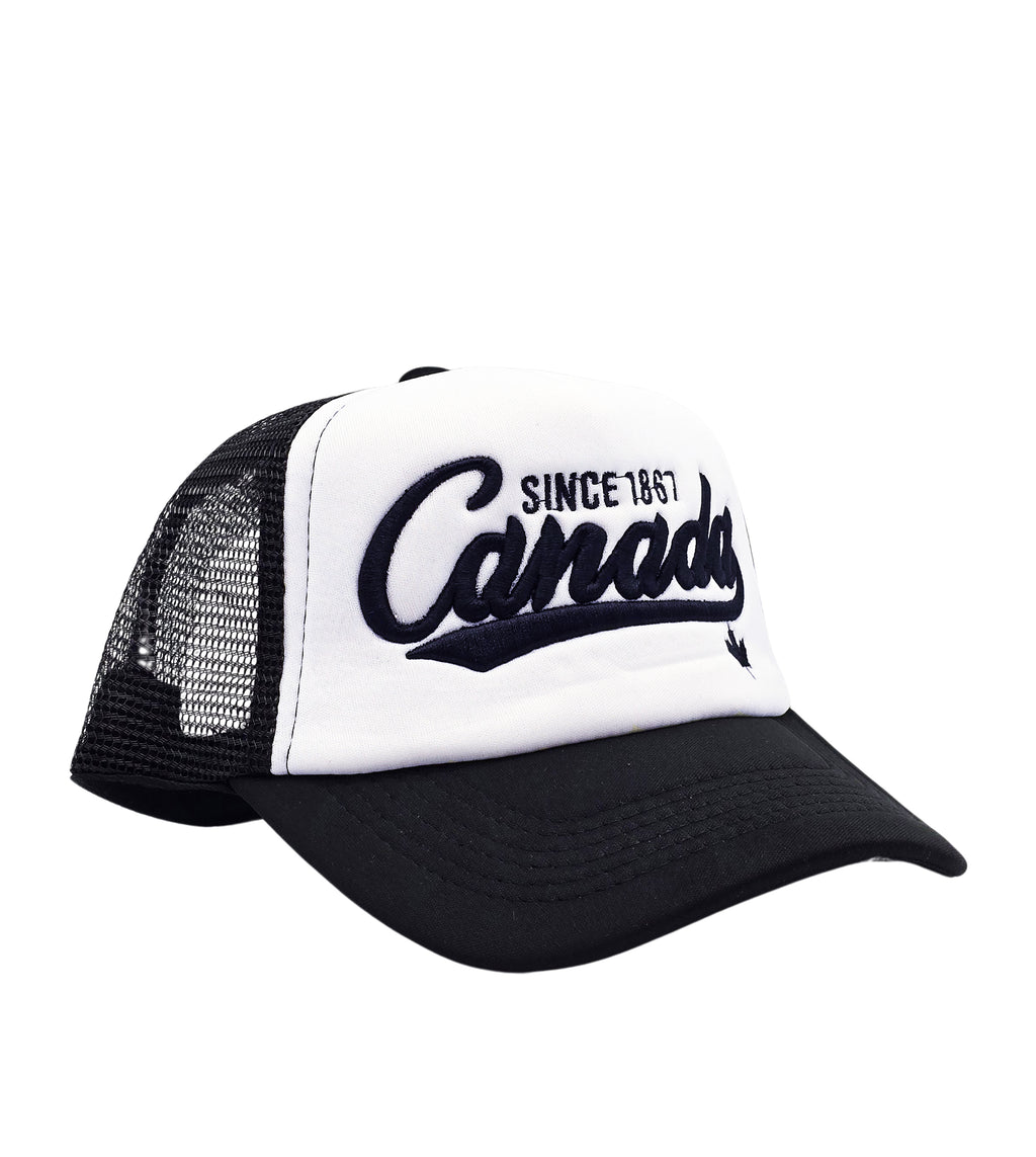 CANADA EMBROIDERED LOGO FOAM TRUCKER SNAPBACK CAP (WHITE)